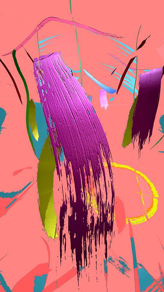 Violet Brush, 2020 3D VR Painting on Canvas 96 in x 54 in