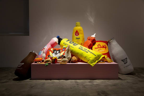 Installation View of Honey, I am home a solo presentation of works by Hoda Zarbaf.