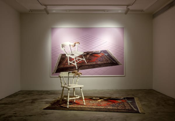 Installation View of Honey, I am home a solo presentation of works by Hoda Zarbaf.