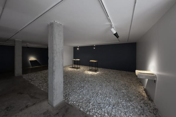 Installation View of The Library of Babel a solo presentation of works by Kolsum Salehi.