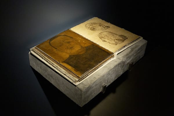 Installation View of The Library of Babel a solo presentation of works by Kolsum Salehi.