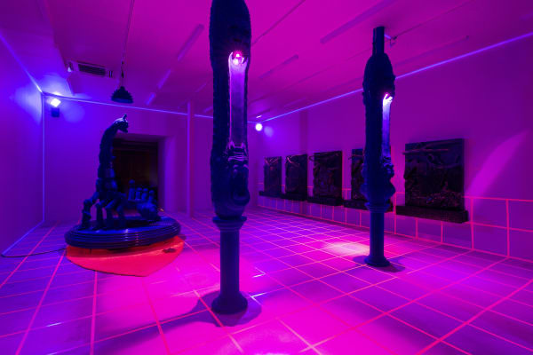 Installation View of Judgment Night: Daddy Kills People a solo presentation of works by Mamali Shafahi.