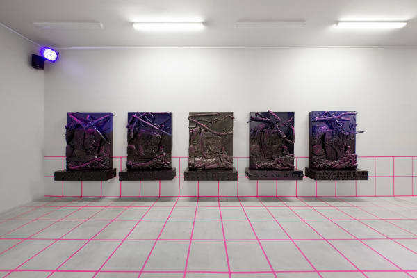 Installation View of Judgment Night: Daddy Kills People a solo presentation of works by Mamali Shafahi.