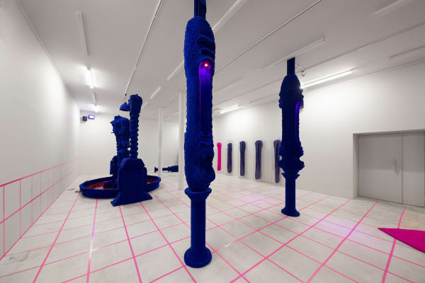 Installation View of Judgment Night: Daddy Kills People a solo presentation of works by Mamali Shafahi.