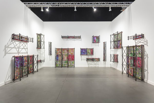 Installation View of The Garden of Desolation a solo exhibition of works by Homa Delvaray at Dastan's Booth, Frieze New York 2022.