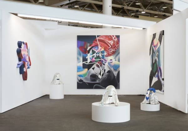 Installation view of a group show of works by Yousha Bashir at Liste Art Fair 2023.