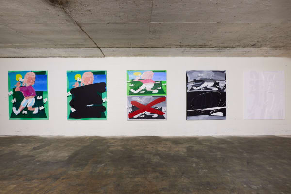 Instalation View of Dastan's presentation of a solo exhibition I'm not here at Basel Social club 2023.