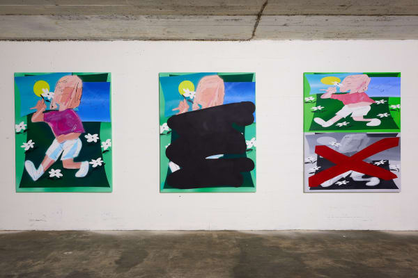 Instalation View of Dastan's presentation of a solo exhibition I'm not here at Basel Social club 2023.