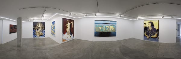 Installation View of Qamar a solo exhibition of works by Sepehr Hajiabadi at Dastan's Basement.