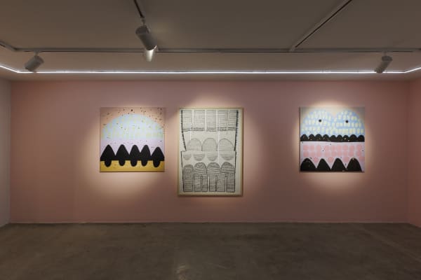 Installation View of "Pink sunset" a solo exhibition of works by Shadi Yasrebi.