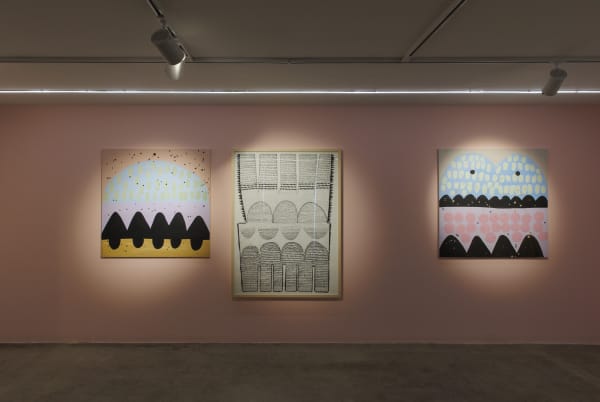 Installation View of "Pink sunset" a solo exhibition of works by Shadi Yasrebi.