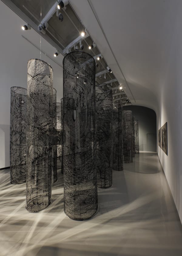 Installation view of Revision: Labyrinths a solo exhibition of works by Atefeh Majidi Nezhad.