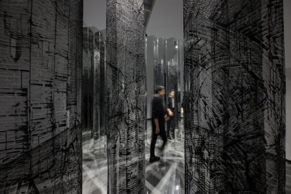 Installation view of Revision: Labyrinths a solo exhibition of works by Atefeh Majidi Nezhad.