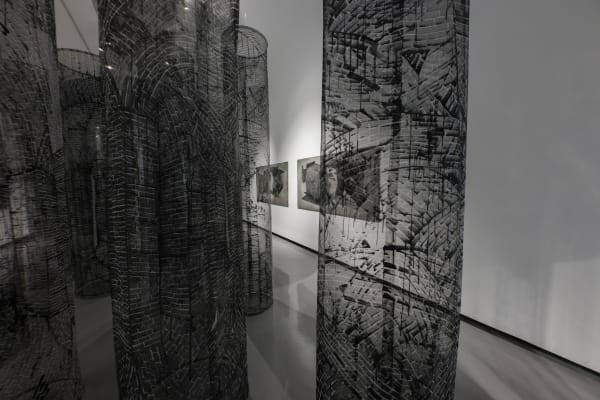 Installation view of Revision: Labyrinths a solo exhibition of works by Atefeh Majidi Nezhad.
