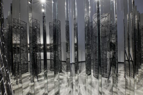 Installation view of Revision: Labyrinths a solo exhibition of works by Atefeh Majidi Nezhad.