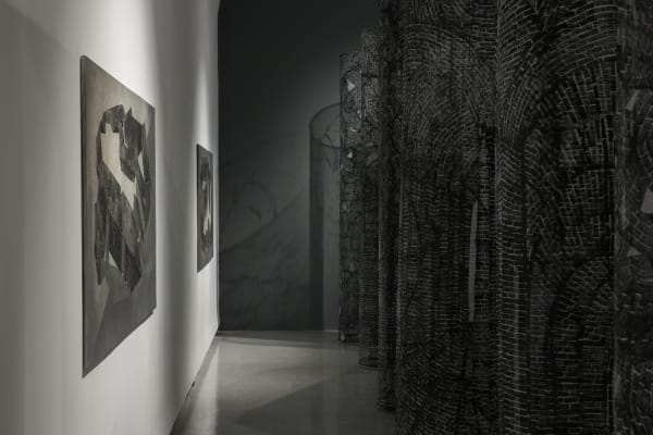 Installation view of Revision: Labyrinths a solo exhibition of works by Atefeh Majidi Nezhad.