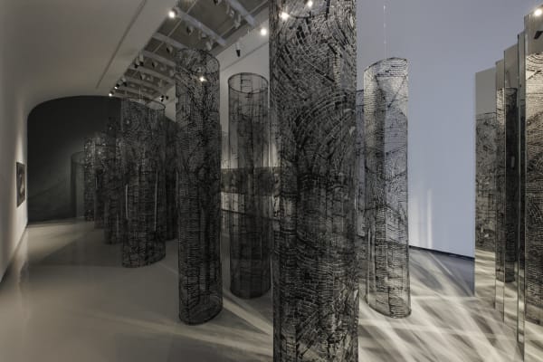 Installation view of Revision: Labyrinths a solo exhibition of works by Atefeh Majidi Nezhad.