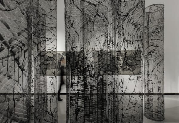 Installation view of Revision: Labyrinths a solo exhibition of works by Atefeh Majidi Nezhad.