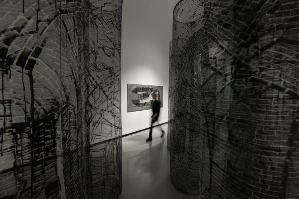 Installation view of Revision: Labyrinths a solo exhibition of works by Atefeh Majidi Nezhad.