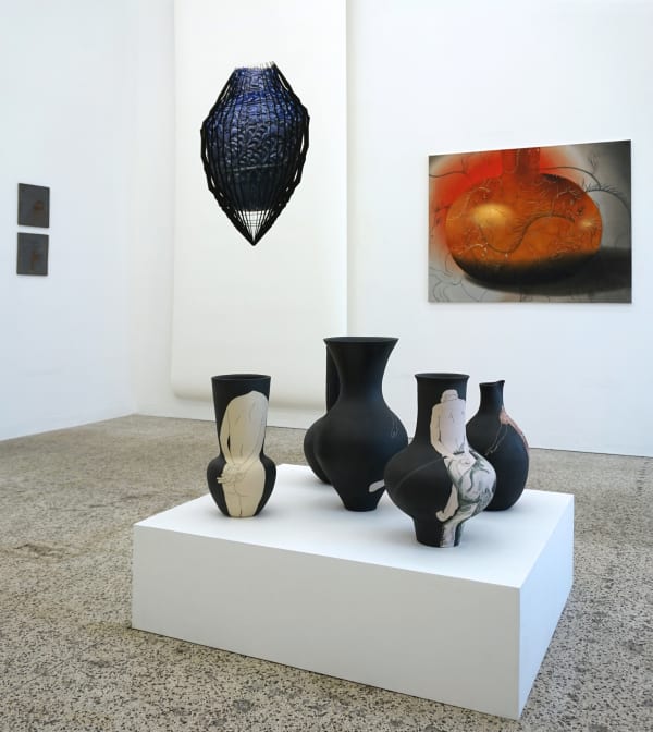 Installation view of a group presentation of works by several artists presented by Zaal Art Gallery in collaboration with Guest House.