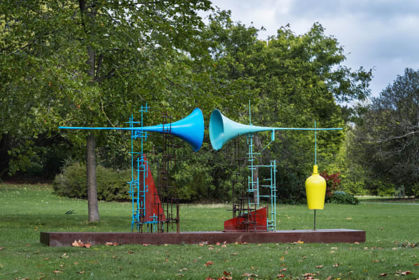 Abdollah Nafisi, Neighbours, 2025, steel and acrylic polyurethane paint, overall: 170 x 440 cm