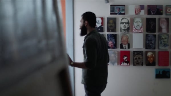 Aidin Xankeshipour at his Studio in Tehran. Still from the video "Stillness" by Alborz Kazemi.