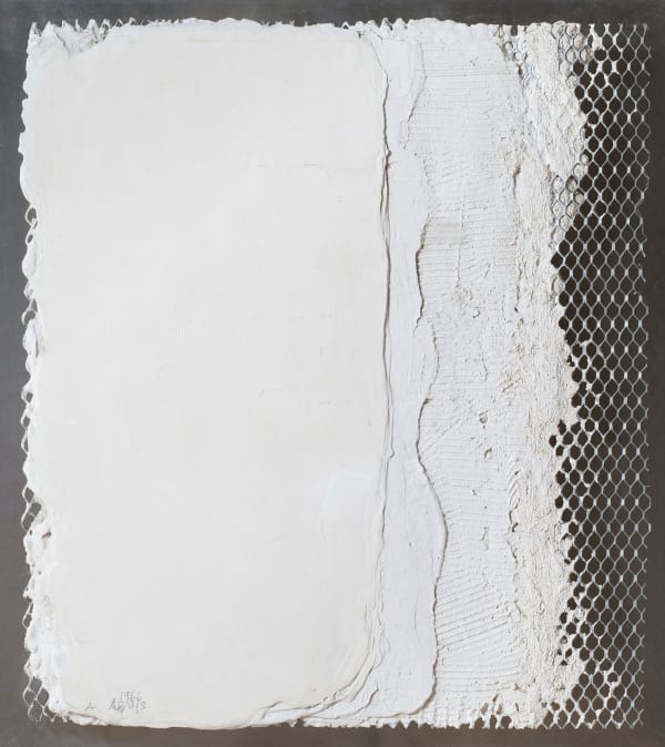 Urban Renewal ll, 1966 Stainless steel sheet, wire lath, plaster, 17 X 15"