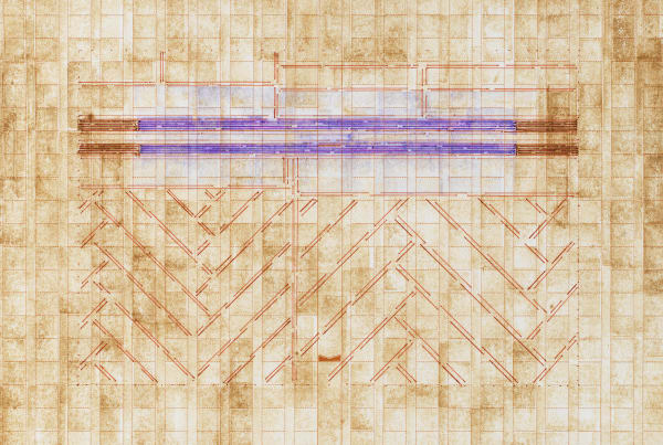 JULIA FISH - Study 1, for Eclipse'd : Score for Threshold/s : SouthEast - Two with North [ four hands in dark days, spectra : orange + blue ], 2024