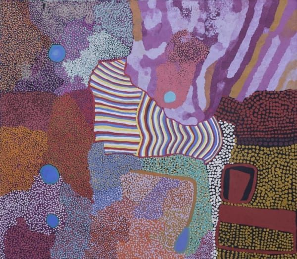 Wangkatjungka Collaborative, Country and Waterholes, Acrylic on canvas, 172 x 154 cm