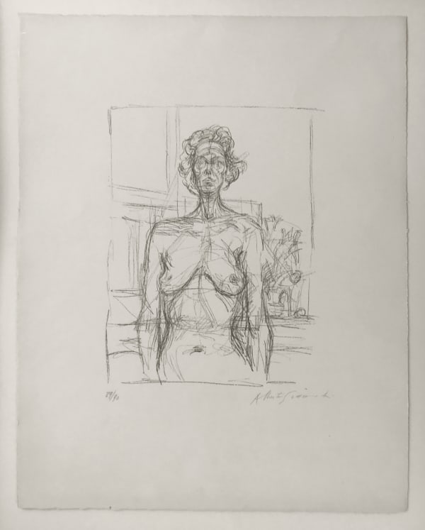 Alberto Giacometti Nu aux fleurs [Nude with Flowers], 1960 Original lithograph on BFK Rives watermarked paper, with full margins, signed by the artist in pencil, 60 x 55 cm. Edition 89 of 90