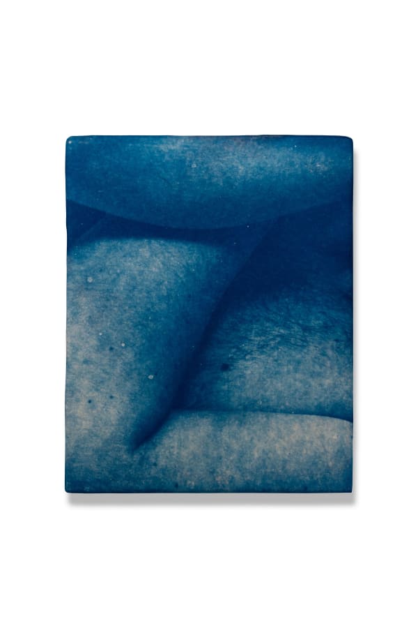 Rad Husak Untitled № 4, 2018 Cyanotype on Tosa Washi paper mounted on ceramic canvas 9 4/5 × 8 1/10 × 3/5 in; 25 × 20.5 × 1.5 c