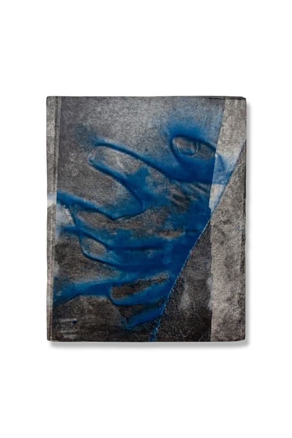 Rad Husak Untitled № 1, 2018 Cyanotype, pigment transfer and carbon pencil on Tosa Washi paper mounted on ceramic canvas 9 4/5 × 8 1/10 × 3/5 in; 25 × 20.5 × 1.5 cm