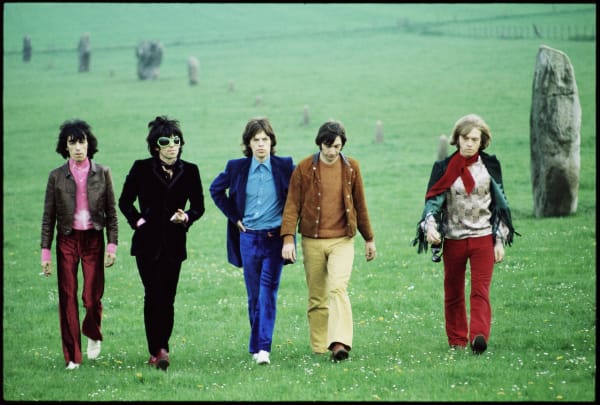 David Bailey, portrait photograph Rolling Stones, Avebury Hill, 1968