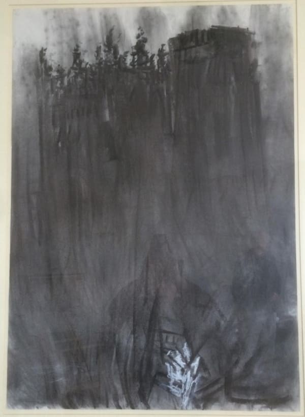 Durham Castle: West Front, from South Street, 1989 Charcoal on paper 86 x 61cm