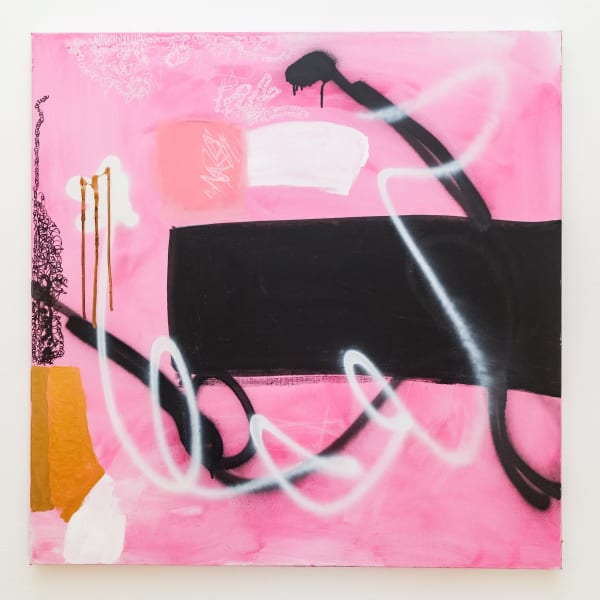 Bubble Gum, Acrylic, spray paint on canvas, 36" x 36"