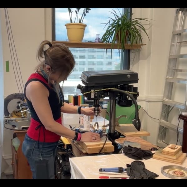 Studebaker working in her Philadelphia studio ~