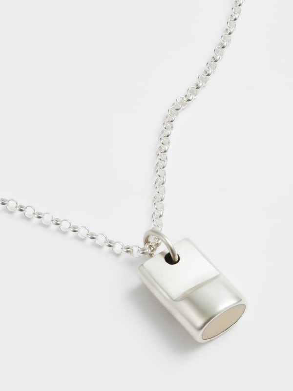 Oval Seal Fob Pendant 17 x 24 mm, Satin sterling silver, mammoth ivory