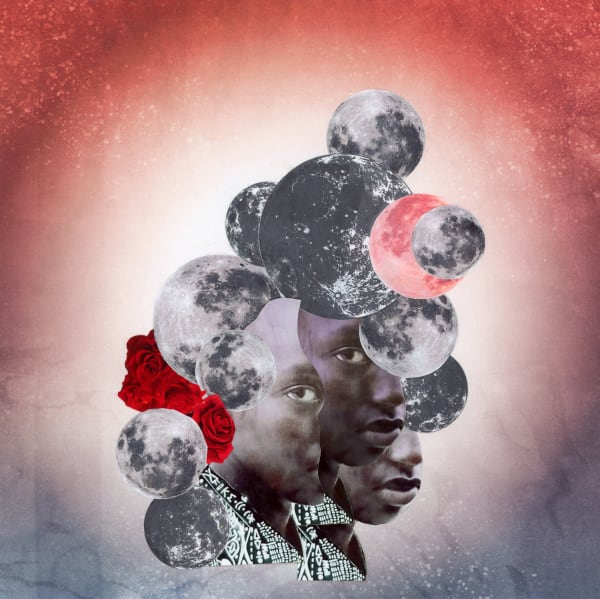 Fire Poems and Moons, 2024, Photographs and acrylic on paper, 12 x 12"