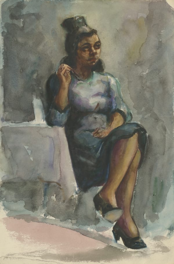 Dox Thrash, Woman in Blue, Waiting, c. 1940s