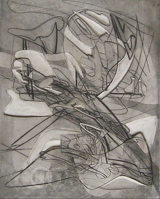 Stanley William Hayter, Myth of Creation, 1941, carved plaster print