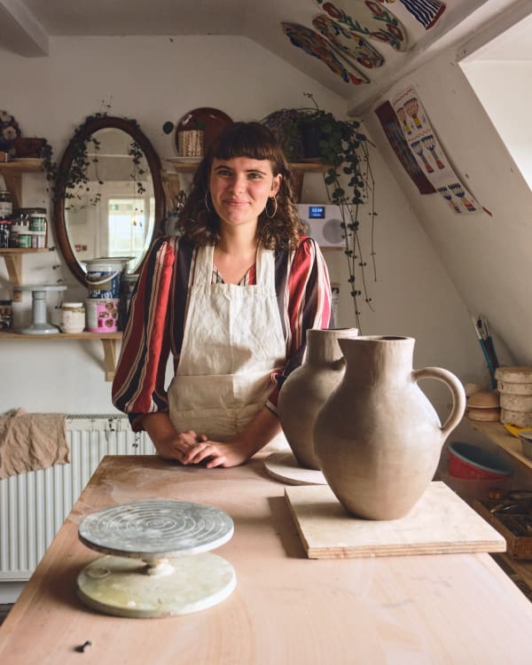 Rachael seperates her studio into two halves - by one window is for ceramics, and the other for illustration