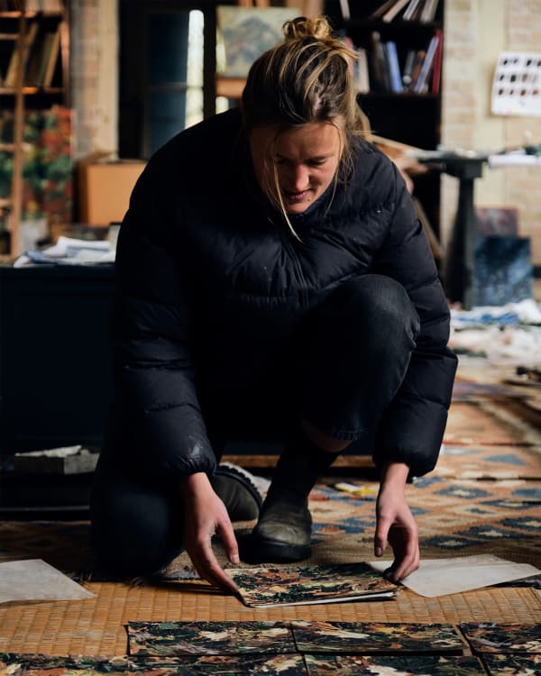 Tyga paints at the easel but more of then than not sketches on the floor, where she says she can feel more involved in a work. “I always end up there, I don't know why,” she jokes