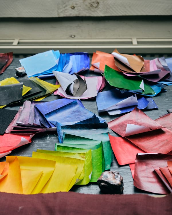 The artist’s colour swatches that, like a decorator, she uses to plan her works. No wonder she cites French Nabis painter Pierre Bonnard – known as a leading colourist in the Post-Impressionist movement – as a favourite.