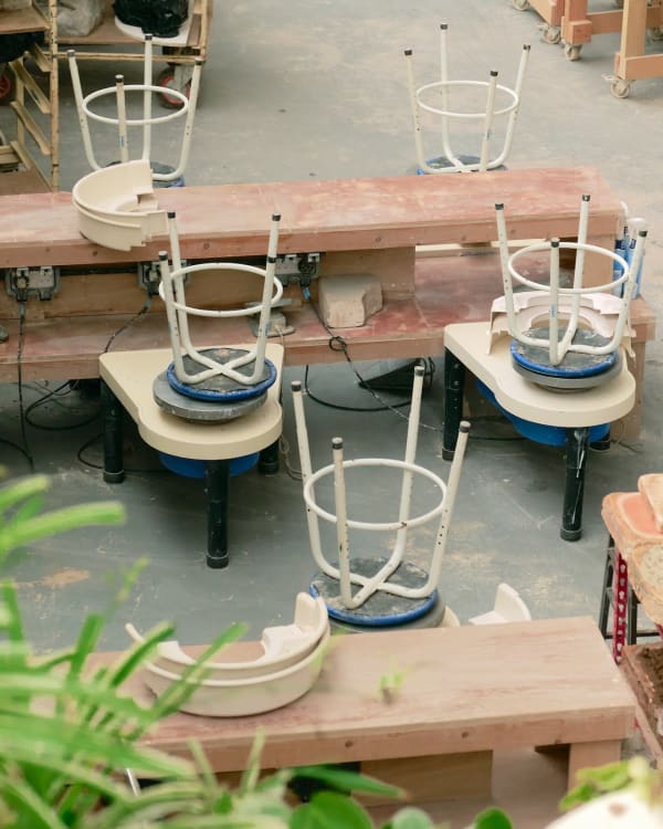 Ditte's works from a shared studio space with other ceramicists