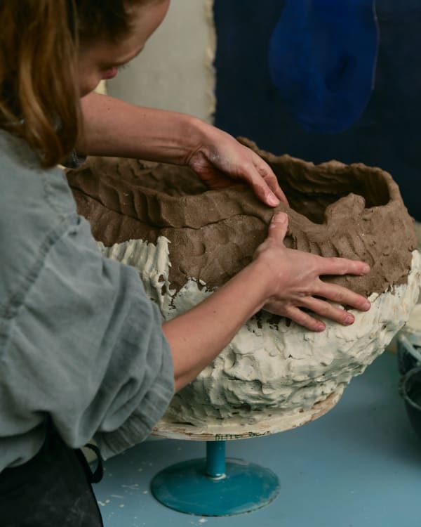 Using fingers to mainpulate the clay helps to create texture