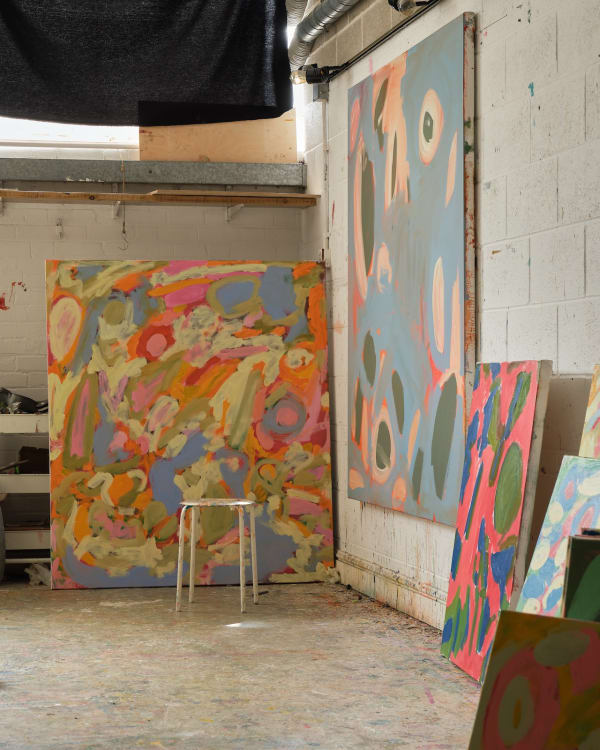 "The oil takes a while to dry, so working on a few at once really helps with getting works to a place where I think they are finished"