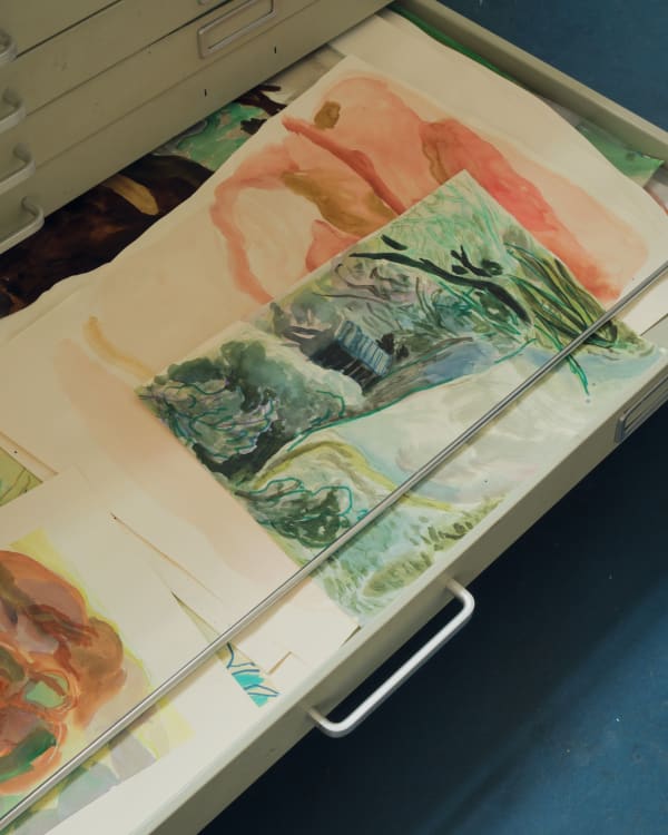 "I have a whole library of sketchbooks which I flick through, and some drawings and sketchbooks that have been made outside on different residencies – these are things that are closed; they are an answer – and other sketchbooks are a question."