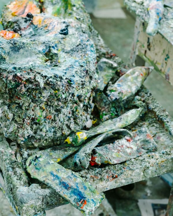 Richard's mountain of oil paint from years of painting