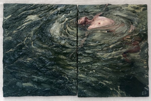 Making Waves, 2022 Oil and beeswax on panel 28 x 18cm