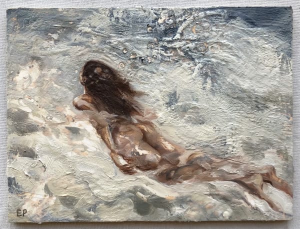 The Cure For Anything is Saltwater: Sweat, Tears and the Sea, 2021 Oil and beeswax on panel 24 x 18cm